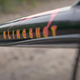 A photo of the top tube on the Slingshot bike.